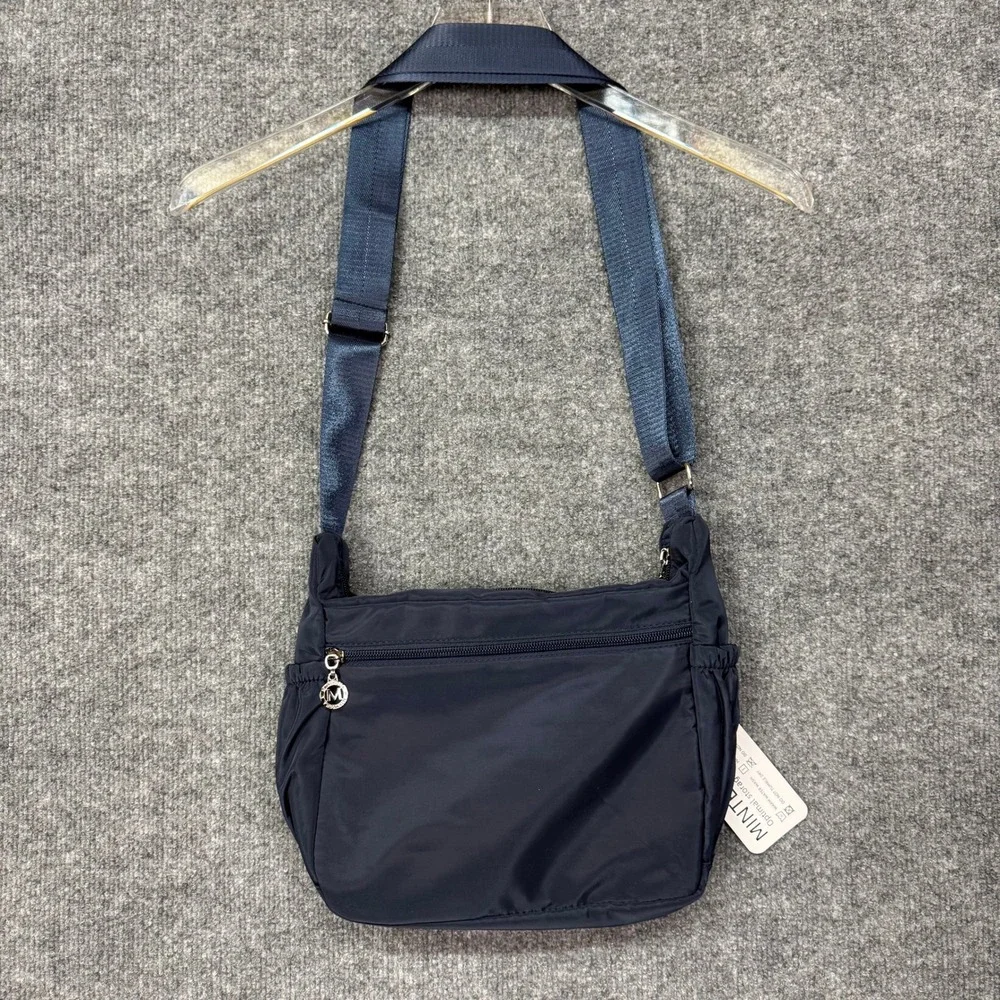 Mintegra Crossbody Bag Women Medium Navy Blue Nylon Multi-Pocket Travel NWT